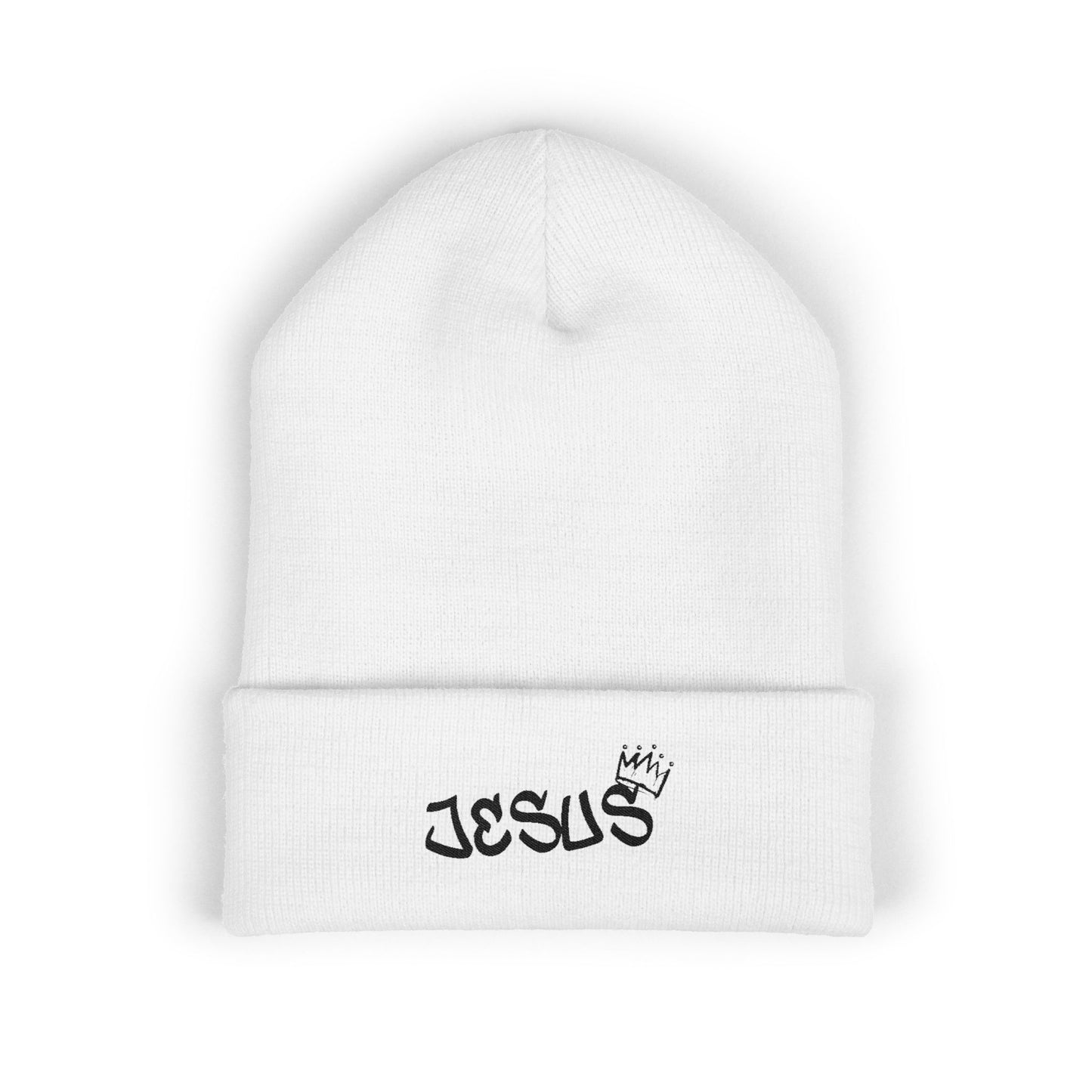 Beanie Hat with Jesus Text Embroidery