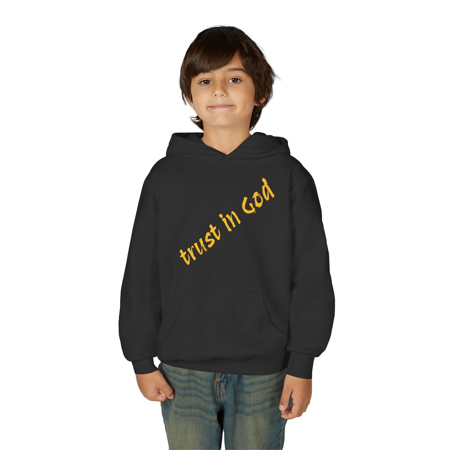 Inspirational Youth Hooded Sweatshirt, Faith Apparel, Christian Gifts, Trust in God Design, Youth Hoodie, Religious Clothing
