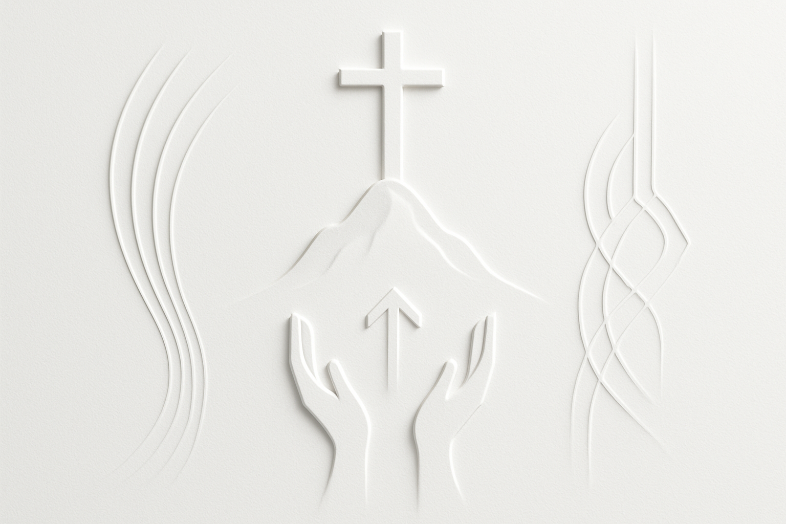 image that is all white, shows faith, strength and purpose