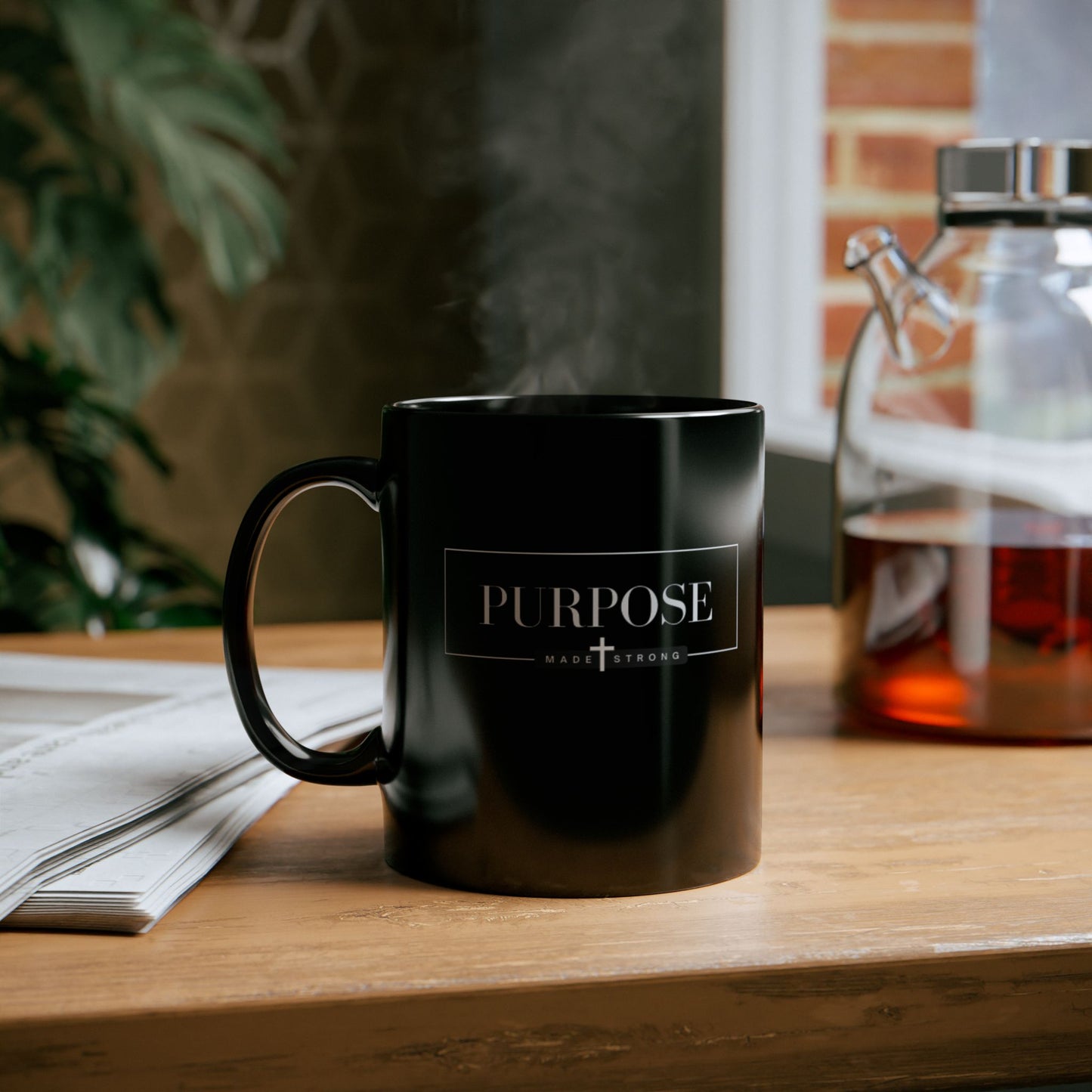 Mug - Purpose Made Strong Faith Based Black Coffee Mug