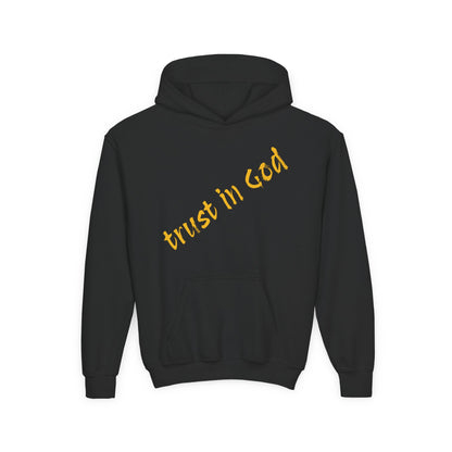 Inspirational Youth Hooded Sweatshirt, Faith Apparel, Christian Gifts, Trust in God Design, Youth Hoodie, Religious Clothing