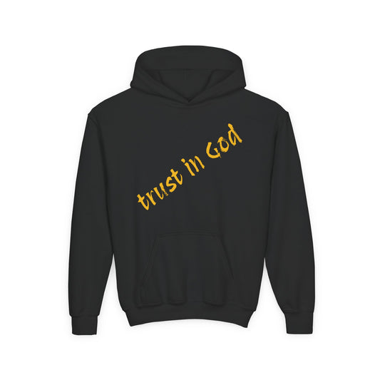Inspirational Youth Hooded Sweatshirt, Faith Apparel, Christian Gifts, Trust in God Design, Youth Hoodie, Religious Clothing