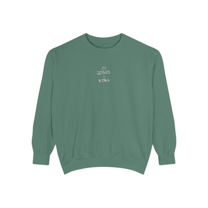 Embroidered Jesus is King Sweatshirt - Unisex Garment-Dyed Comfort Colors