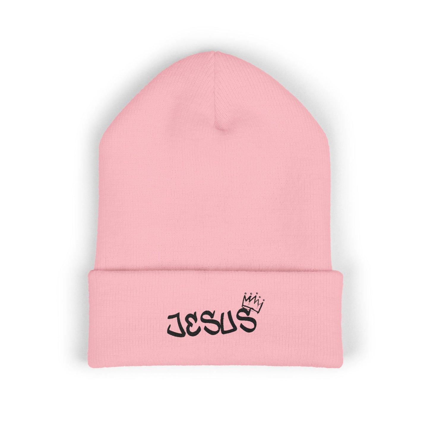 Beanie Hat with Jesus Text Embroidery